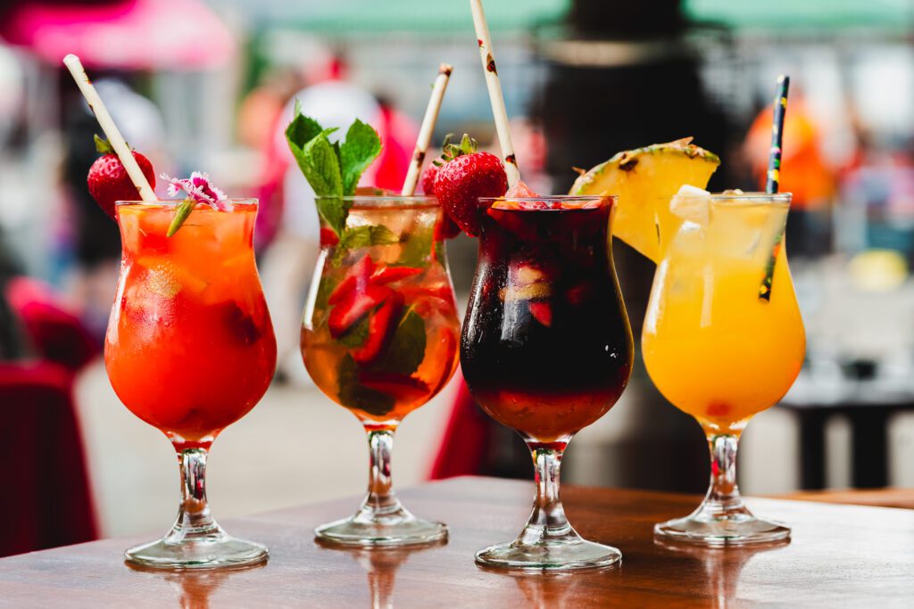 collection of Sangria drinks at Momentos by the Lake